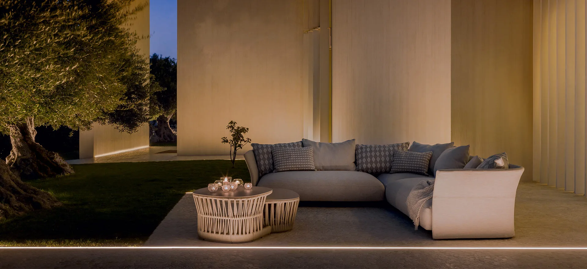A Talenti Cliff modular sofa on a terrace above the sea