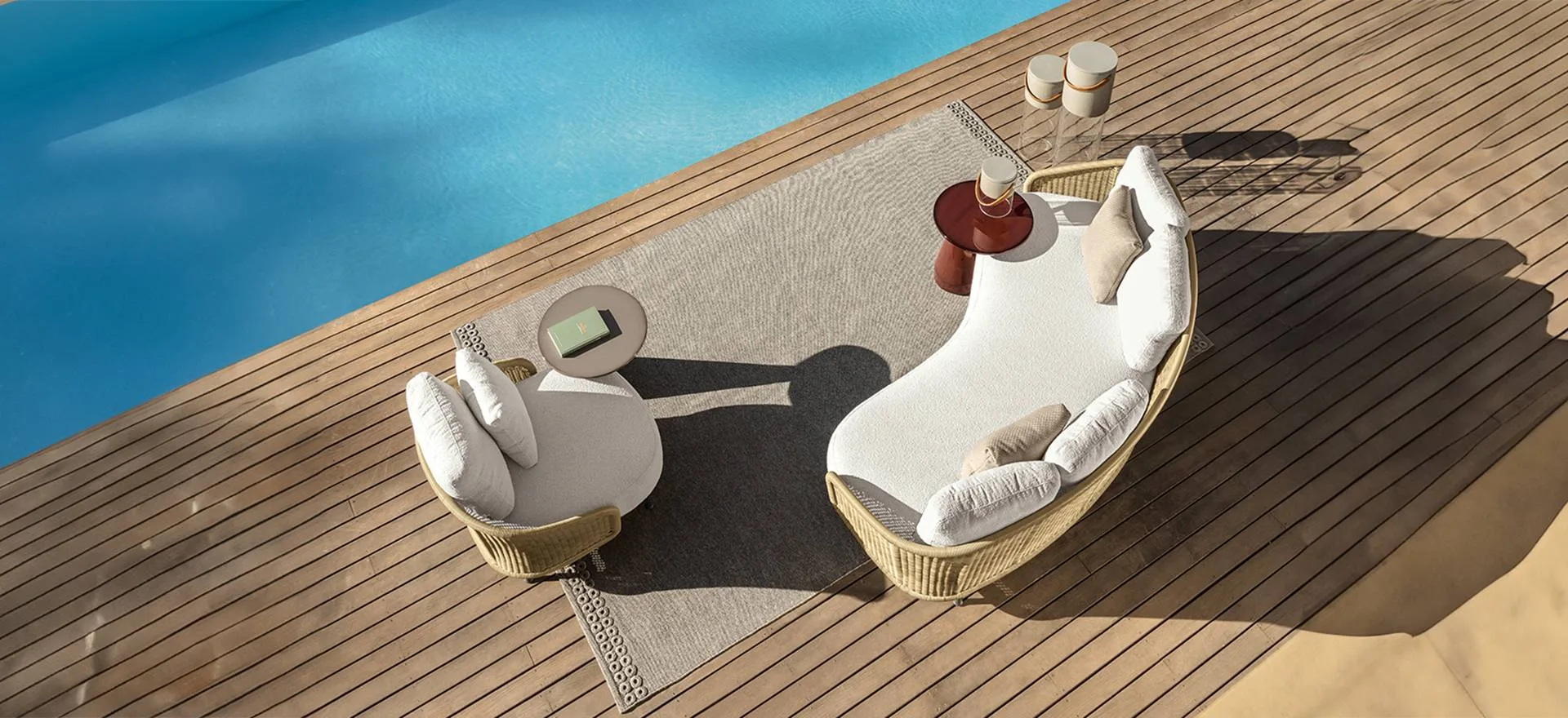 A Talenti Nido daybed on a wooden deck